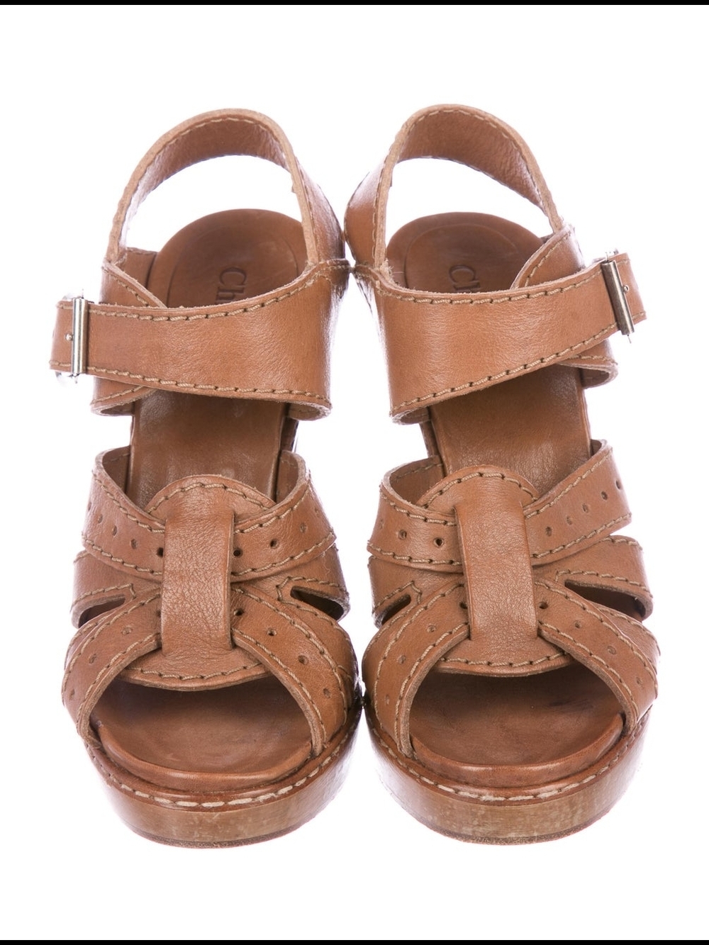 Women's Chloé Caramel Leather Open-Toe Sandals - Picture 2 of 5